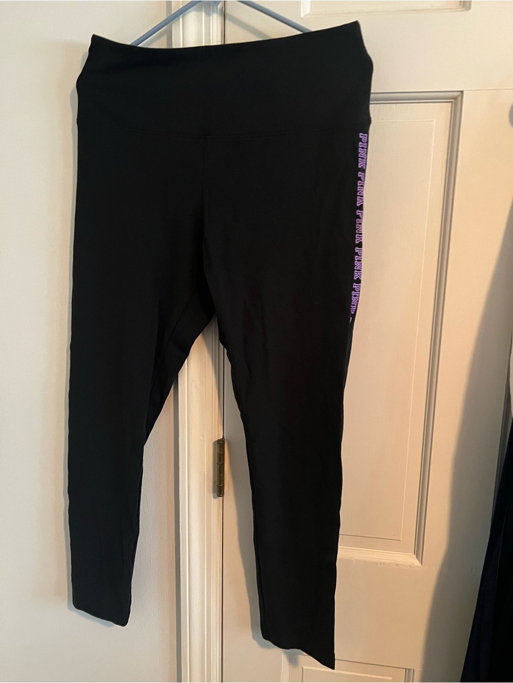 VS PINK Black Leggings Purple PINK High Waist Full Length Legging NWOT